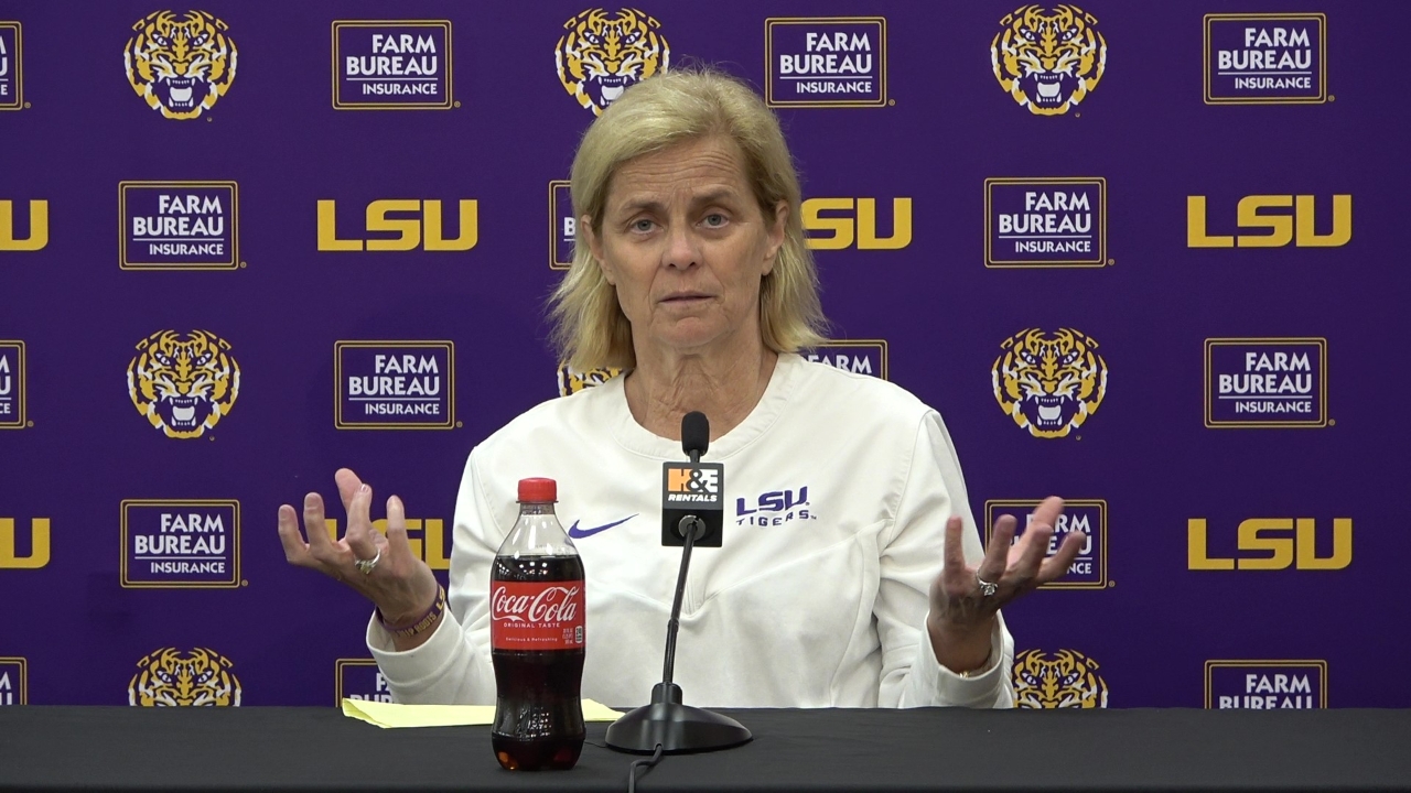 WATCH LSU Kim Mulkey Talks New PMAC Angel Reese Van Lith And More