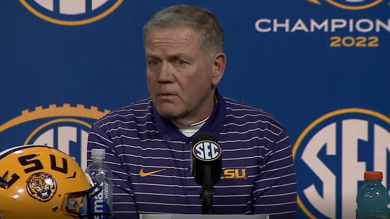 WATCH: LSU Brian Kelly LOSS To Georgia SEC Championship Postgame ...