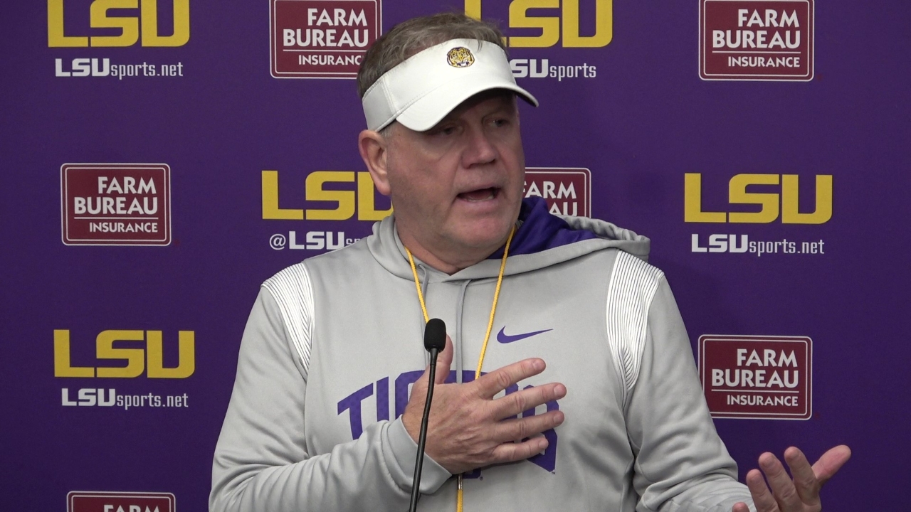 WATCH LSU Brian Kelly post Tigers Spring football practice