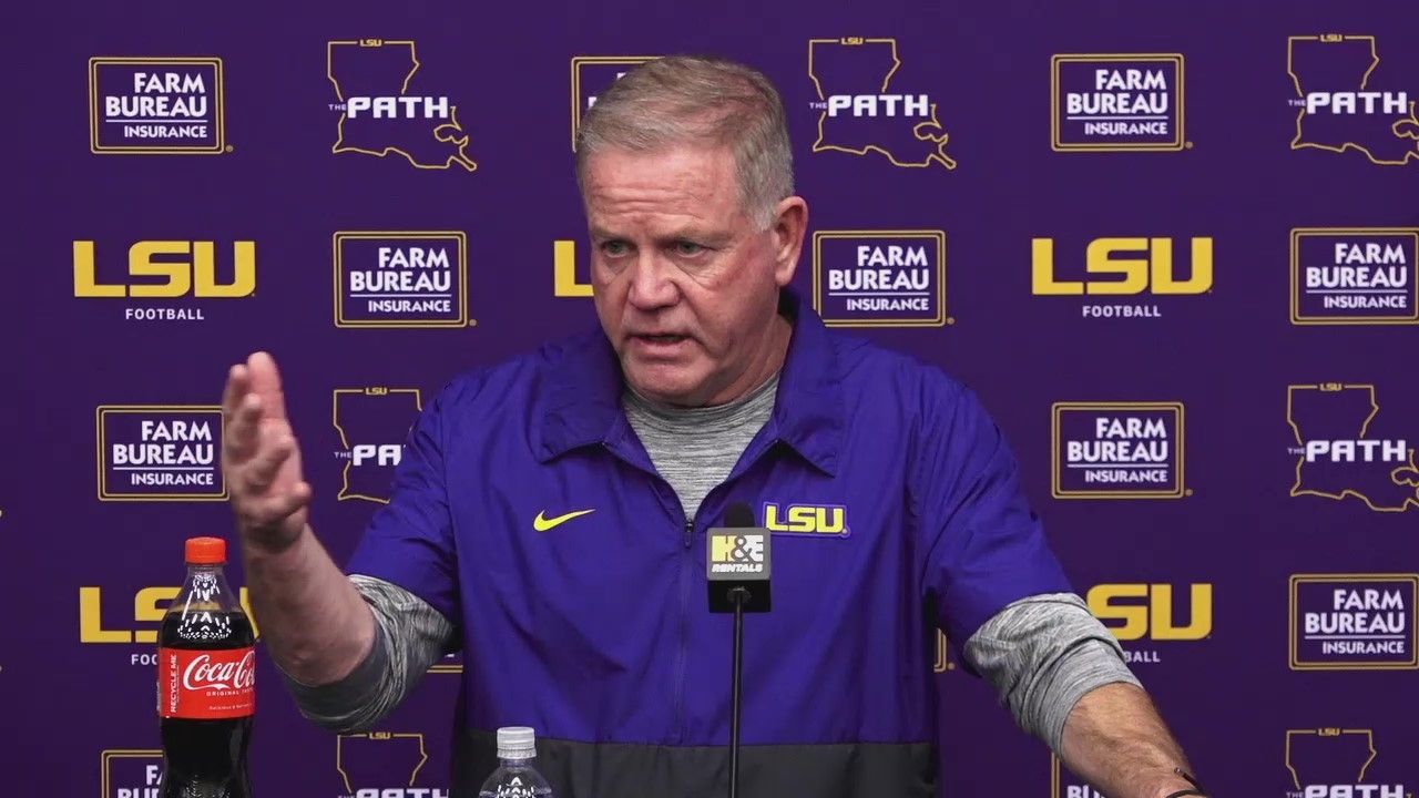 WATCH: LSU Brian Kelly Talks Daniels For Heisman, Roster Retention ...