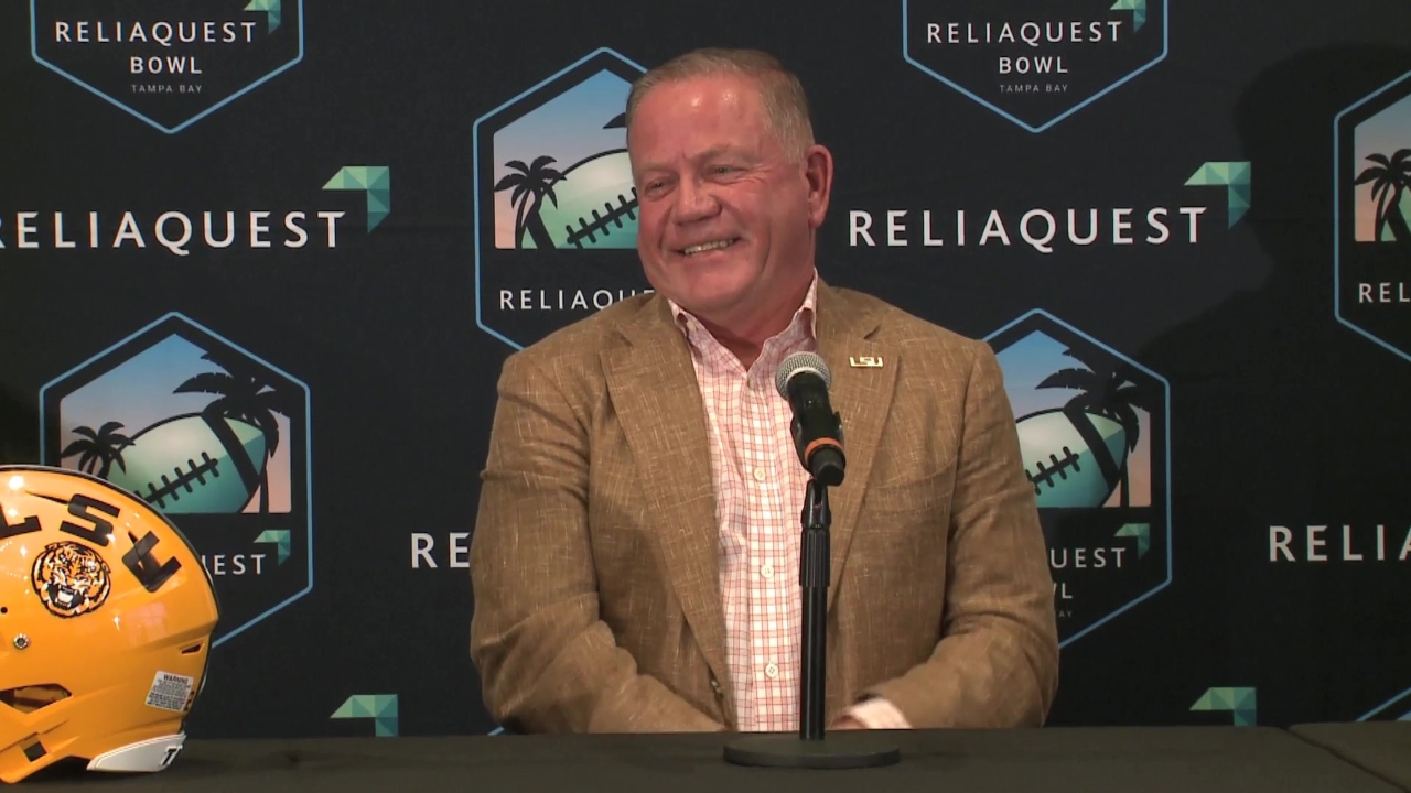 WATCH LSU Brian Kelly & Wisconsin Luke Fickell ReliaQuest Bowl press