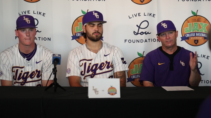 WATCH: LSU Jay Johnson WIN over Notre Dame postgame